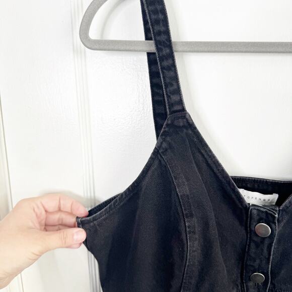 TOPSHOP Black Button Front Denim Jean Dress Cottage Boho 100% Cotton NEW 12 - Picture 7 of 11